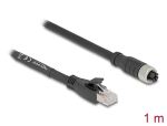 DELOCK M12 Kabel X-kodiert 8 Pin Bu zu RJ45 St 1 m schwarz