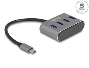 DeLOCK 4 Port USB 5 Gbps Hub mit USB Type-C Anschluss – USB Typ-A Buchsen oben