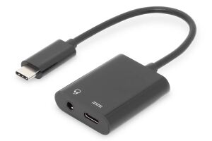 Digitus USB-C Adapter / Konverter, USB-C auf USB-C + 3.5mm Klinke