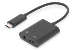 Digitus USB-C Adapter / Konverter, USB-C auf USB-C + 3.5mm Klinke