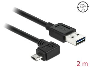DELOCK USB Kabel A -> Micro-B St/St 2.00m 90°gew. Eas