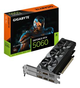 GIGABYTE GeForce RTX 5060 OC Low Profile 8G Grafikkarte - 8GB GDDR7, 128bit, PCI-E 5.0, 2512 MHz Kerntakt, 3 x DisplayPort, 1 x HDMI, GV-N5060OC-8GL