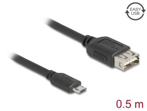 DeLOCK 81517 USB Kabel USB 2.0 0,5 m Micro-USB B USB A 0,48 Gbit/s Schwarz