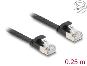 DELOCK Patchkabel gewinkelt RJ45 S/STP Cat6A 0.25m schwarz
