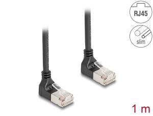 DeLOCK RJ45 Netzwerkkabel Cat.6A S/FTP Slim 90° oben / oben gewinkelt 1 m schwarz