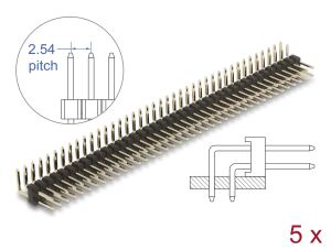 DELOCK Stiftleiste 40 Pin, Rastermaß 2,54 mm, 2-reihig 5 St.