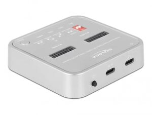 DeLOCK Dockingstation für 1 x M.2 NVMe SSD + 1 x M.2 SATA SSD mit SD Express (SD 7.1) Card Reader und Klon Funktion