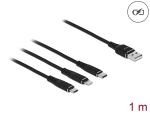 DELOCK Ladekabel USB-A <Lightning /Micro USB/USB-C 1m Black