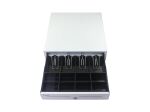 Equip Kassenschublade für Point of Sale (POS)-System, 4 Schein-/8 Münzfächer, herausnehmbare Münzschlitze, RJ11-Anschluss, weiß