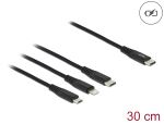 DeLOCK USB Ladekabel 3 in 1 USB Type-C zu Lightning / Micro USB / USB Type-C 30 cm