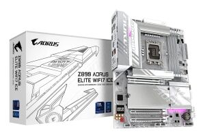 GIGABYTE Z890 AORUS ELITE WIFI7 ICE Mainboard - Unterstützt Intel Core Ultra (Serie 2) CPUs, 16+1+2 Phasen VRM, bis zu 8800MHz DDR5 (OC), 1xPCIe 5.0 + 3xPCIe 4.0, Wi-Fi 7, 2.5GbE LAN, Thunderbolt 4