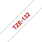 Brother TZE-132 Etiketten erstellendes Band Rot auf Transparent