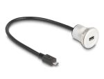 DELOCK USB2.0 Micro-B Einbaubuchse mit Kabelp. St. Alu. 30cm