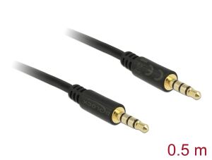 DELOCK Klinkekabel 3,5mm -> 3,5mm St/St 0.50m 4Pin schwar