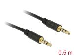 DELOCK Klinkekabel 3,5mm -> 3,5mm St/St 0.50m 4Pin schwar