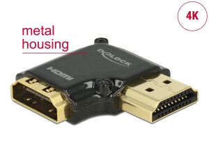 DELOCK Adapter High Speed HDMI-A Bu > St 4K 90° gew. schwarz