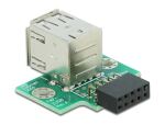 DELOCK USB Pfostenbuchse > 2 x USB 2.0 Typ-A Buchse - oben