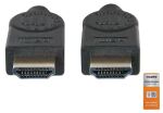 Manhattan Zertifiziertes Premium High Speed HDMI-Kabel mit Ethernet-Kanal, 4K@60Hz, HEC, ARC, 3D, 18 Gbit/s Bandbreite, HDMI-Stecker auf HDMI-Stecker, geschirmt, schwarz, 1,8 m