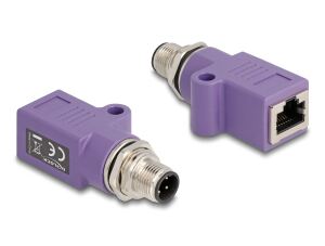 DELOCK M12 Adapter D-kodiert 4 Pin St zu RJ45 Bu gerade