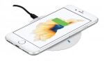 Manhattan Kabelloses Induktionsladegerät 5 W, Qi™-zertifizierter Wireless Charger, sichere Ladung mit 5 W (5 V/1 A), rundes Ladepad, weiß