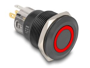 DELOCK Druckschalter zum Einbau 22 mm 12 V 5 x Lötanschluss
