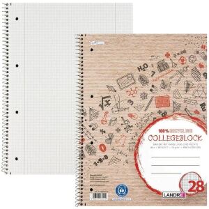 LANDRE Collegeblock Recycling A4+ 80 Blatt Lineatur 28 rot
