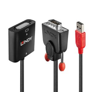 Lindy 38184 Videokabel-Adapter 0,2 m DVI-D VGA (D-Sub) + USB Schwarz, Orange