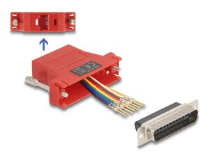DELOCK Adapter D-Sub25> D-Sub25 St/Bu Montagesatz rot