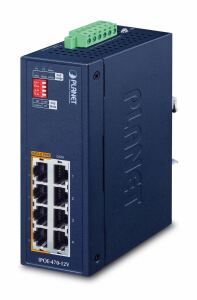 PLANET IP30 Industrial 4-port Gigabit Ethernet (10/100/1000) Power over Ethernet (PoE) Blau