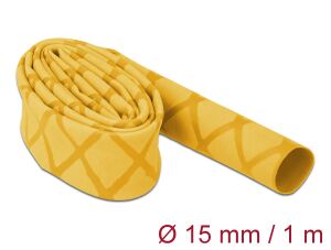 DELOCK Schrumpfschlauch X-Muster rutschfest 1mx15mm gelb