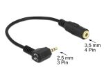DELOCK Klinkekabel 3,5mm -> 2,5mm 90° Bu/St 0.17m 4Pin/3P