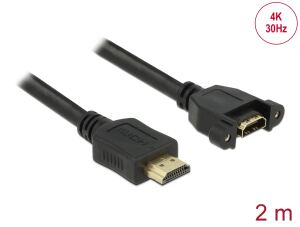 DELOCK HDMI-Kabel A->A St/Bu z.Einbau 4K 30Hz 2.00m schwarz