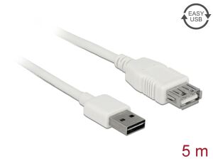 DELOCK Easy-USB-Kab.2.0 A -> USB 2.0 A-Buchse 5m weiß