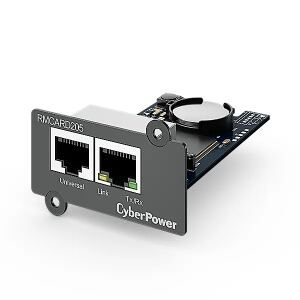 CyberPower RMCARD205 Netzwerkkarte 100MB, IPv4/v6, SNMPv1/v3, HTTP/HTTPs, TCP/IP, UDP, DHCP, NTP, DNS, SMTP, SSH, SSL, TLS, Telnet, FTP und Syslog, komp. mit ext. Sensor (Optional), für Expansion Port