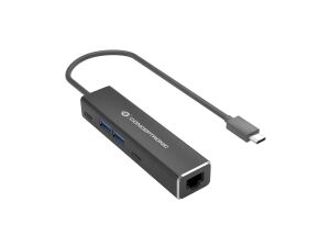 Conceptronic ABBY14B 2.5G Ethernet USB 3.2 Gen 1 Adapter mit USB-Hub, GbE, USB-A x 2, USB-C x 2