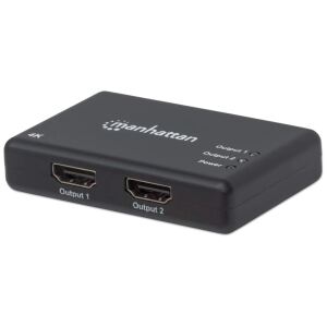 Manhattan 4K 2-Port HDMI-Splitter, 4K@30Hz, Stromversorgung über Netzteil, schwarz