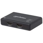 Manhattan 4K 2-Port HDMI-Splitter, 4K@30Hz, Stromversorgung über Netzteil, schwarz