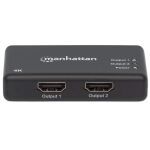 Manhattan 4K 2-Port HDMI-Splitter, 4K@30Hz, Stromversorgung über Netzteil, schwarz