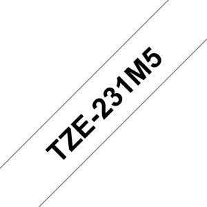 Brother TZE-231M5 Etiketten erstellendes Band Schwarz auf weiss