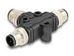 DELOCK M12 T-Splitter A-kodiert 4 Pin 1 xSt . zu 2 x Stecker