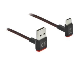 DeLOCK EASY-USB 2.0 Kabel Typ-A Stecker zu USB Type-C Stecker gewinkelt oben / unten 0,5 m schwarz