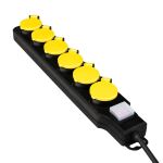 LogiLink LPS256 Verlängerungskabel 1,5 m 6 AC-Ausgänge Draußen Schwarz, Gelb