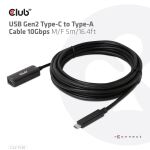 CLUB3D USB Gen2 Type-C to Type-A Cable 10Gbps M/F 5m/16.4ft