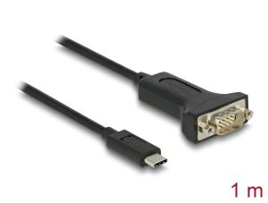 DeLOCK Adapter USB Type-C zu 1 x Seriell RS-232 D-Sub 9 Pin Stecker mit Muttern 1 m
