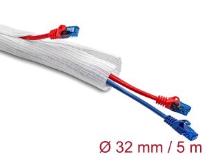 DELOCK Geflechtschlauch mit Klettverschluss 5 m x 32 mm weiß