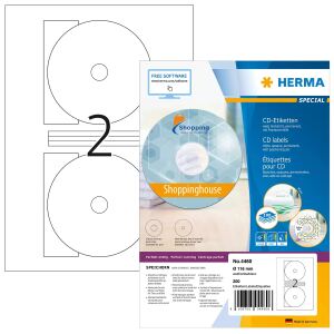 HERMA CD-Etiketten Maxi A4 Ø 116 mm weiß Papier matt blickdicht 200 St.