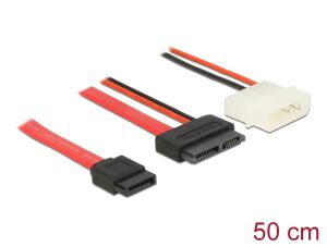 DELOCK SATA-Kabel Slim 13pin -> SATA 7pin +2pin Molex 0.50m