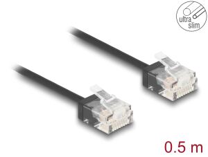 DeLOCK RJ45 Netzwerkkabel Cat.6 UTP Ultra Slim 0,5 m schwarz mit kurzen Steckern
