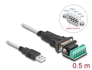 DELOCK Adapter USB-A/RS-422/485 St+ 6P Terminalblock 5V 0,5m