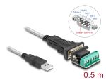 DELOCK Adapter USB-A/RS-422/485 St+ 6P Terminalblock 5V 0,5m